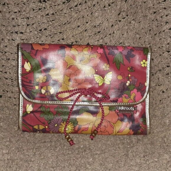 SAKROOTS-Artist Circle-PEACE WRISTLET-BLACK PEONY WALLET-TRAVEL ORGANIZER LOT - Picture 2 of 9